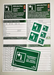 125 Stück SOS-Info-Pass Deutsch-Englisch-Set